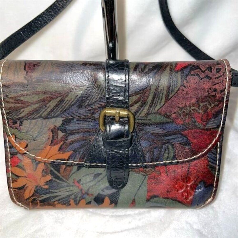 Patricia Nash Floral Leather Crossbody Bag Multicolor Adjustable Strap